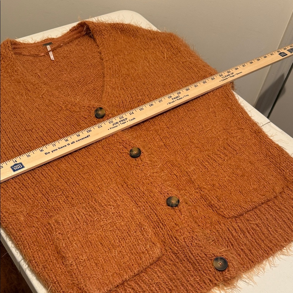 NWOT Free People Slouchy Oversized XS Button CiderBurntOrange Fuzzy Cardigan - Picture 9 of 11